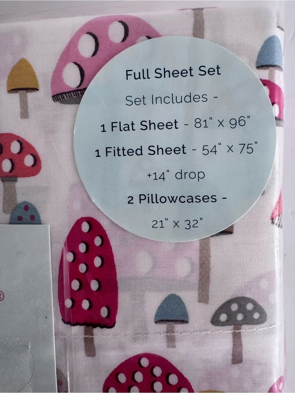 Cath Kidston Mushroom Print Sheet Set Full Size New